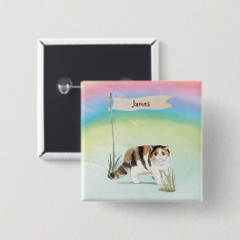 Chapa Cuadrada Nombre personalizado Mascota de gato de pelo corto