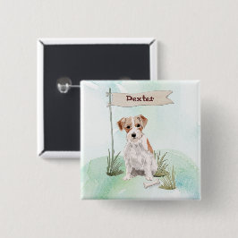 Chapa Cuadrada Nombre personalizado perro Jack Russell de pelo du