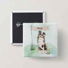 Chapa Cuadrada Nombre personalizado Perro pastor australiano