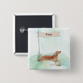 Chapa Cuadrada Nombre personalizado Tan Dachshund Perro Mascota