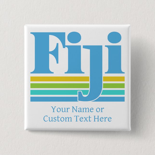 Chapa Cuadrada Nombre personalizado / Texto Fiji (Anverso)