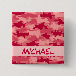 Chapa Cuadrada Nombre rojo del camuflaje de Camo personalizado