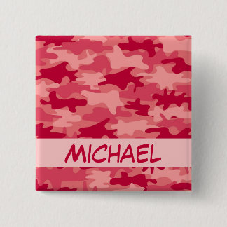 Chapa Cuadrada Nombre rojo del camuflaje de Camo personalizado