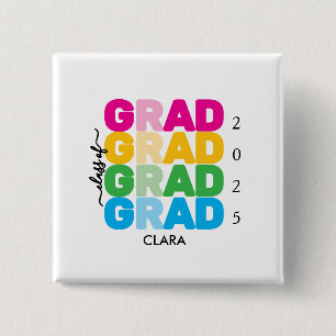 Chapa Cuadrada Nombre y Año de Graduación Colorido y Personalizad