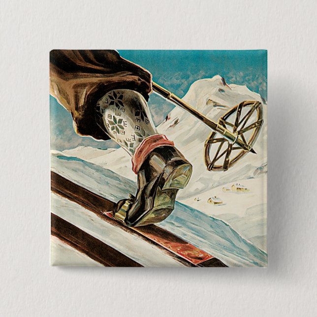 Chapa Cuadrada Noruega ~ El hogar del esquí (Anverso)