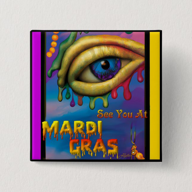 Chapa Cuadrada Nos Vemos En Mardi Gras Eye (Anverso)