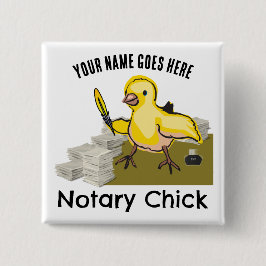 Chapa Cuadrada Notary Chick Yellow Feather Quill Nombre personali