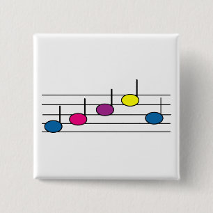 Chapa Cuadrada Notas Musicales Coloridas Rosa Morado Amarillo Azu