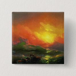 Chapa Cuadrada Novena Ola (mar de tormenta con atardecer rojo)