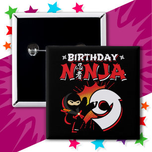 Chapa Cuadrada Noveno cumpleaños de Ninja, 9 años, estilo de libr