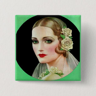 Chapa Cuadrada novia rosa blanca