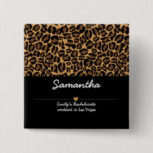 Chapa Cuadrada Novia Soltera Boujee Tendance Estampado de Leopard