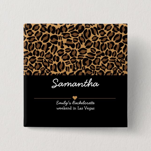 Chapa Cuadrada Novia Soltera Boujee Tendance Estampado de Leopard (Anverso)