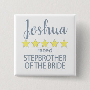 Chapa Cuadrada Novia y Cortejo 5 Estrellas Hermanastro de la Novi