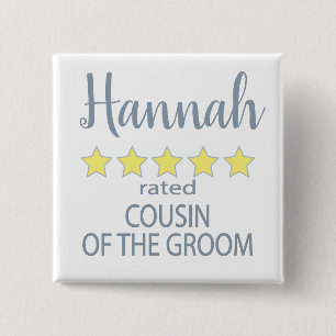 Chapa Cuadrada Novia y Cortejo 5 Estrellas Prima del Novio