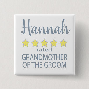 Chapa Cuadrada Novia y Cortejo Nupcial 5 Estrellas Abuela del Nov