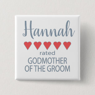 Chapa Cuadrada Novia y Cortejo Nupcial 5 Madrina del Novio Corazó