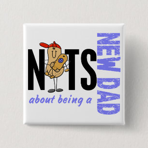 Chapa Cuadrada Nueces sobre ser un nuevo papá 1 (azul)