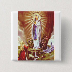 Chapa Cuadrada Nuestra Señora de Lourdes Impresión Artística Prem