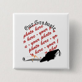 Chapa Cuadrada "Nuestro graduado" con marco fotográfico Cap & Dip