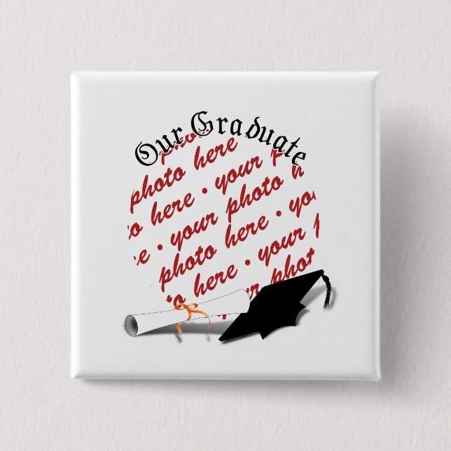 Chapa Cuadrada "Nuestro graduado" con marco fotográfico Cap & Dip (Anverso)