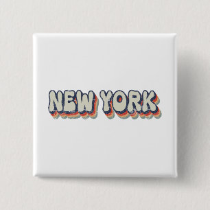 Chapa Cuadrada Nueva York Retro 80s Ciudad de Cromo