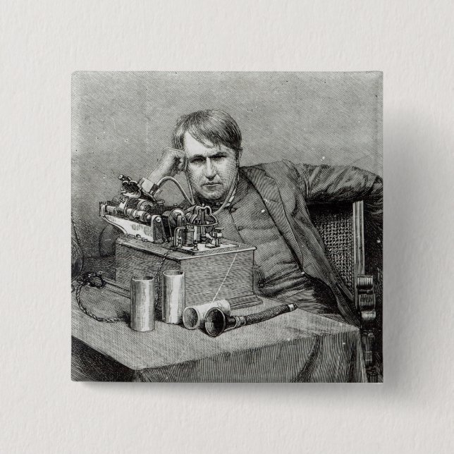 Chapa Cuadrada Nuevo fonógrafo de Mr.Edison (Anverso)