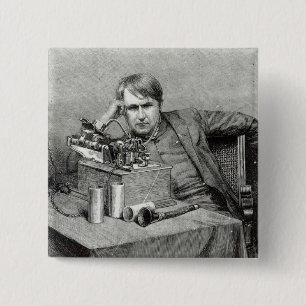 Chapa Cuadrada Nuevo fonógrafo de Mr.Edison