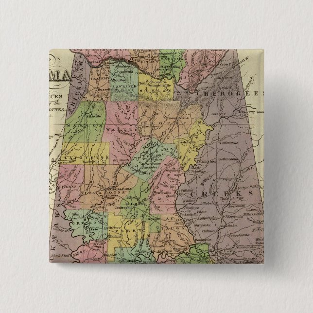 Chapa Cuadrada Nuevo Mapa De Alabama (Anverso)
