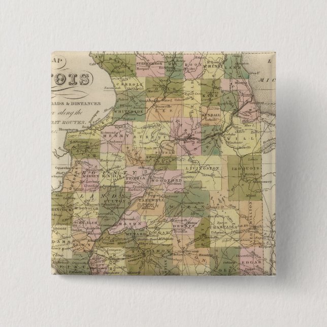 Chapa Cuadrada Nuevo Mapa De Illinois 2 (Anverso)