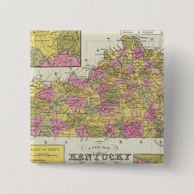 Chapa Cuadrada Nuevo Mapa De Kentucky (Anverso)