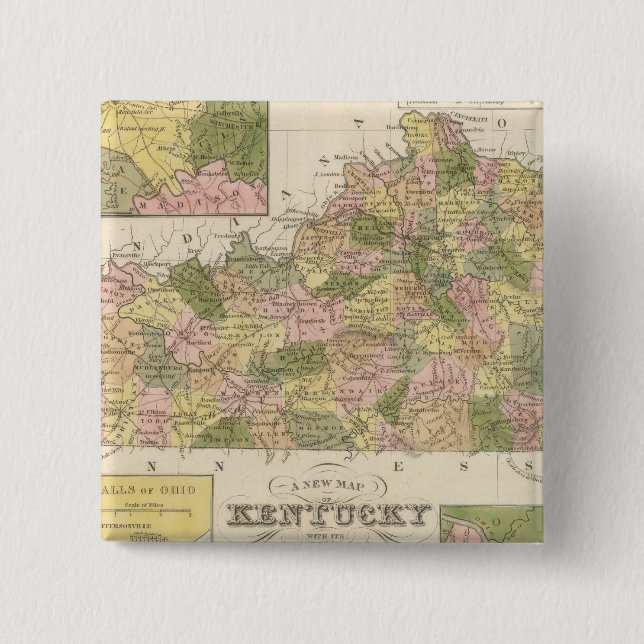 Chapa Cuadrada Nuevo Mapa De Kentucky 2 (Anverso)