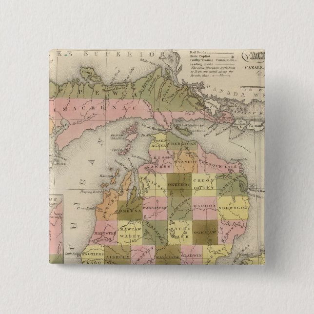 Chapa Cuadrada Nuevo Mapa De Michigan (Anverso)