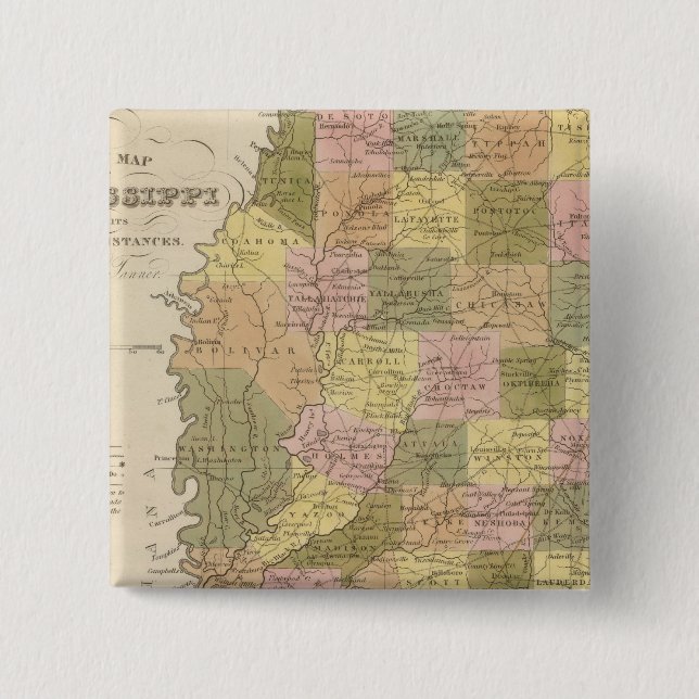Chapa Cuadrada Nuevo Mapa De Misisipi (Anverso)