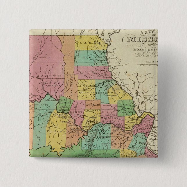 Chapa Cuadrada Nuevo Mapa De Misuri (Anverso)