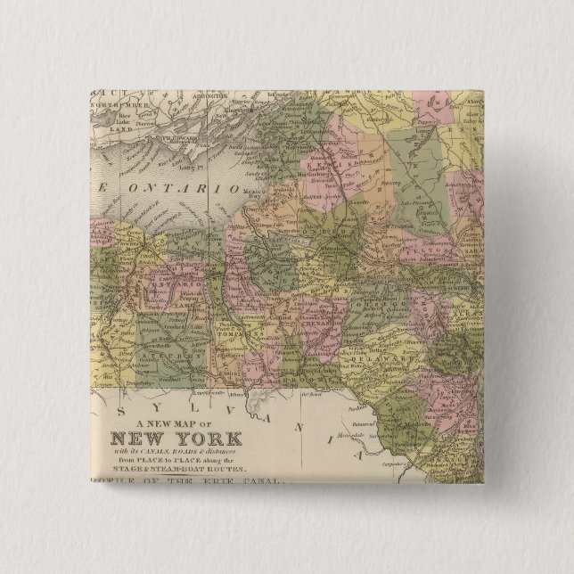 Chapa Cuadrada Nuevo Mapa De Nueva York (Anverso)