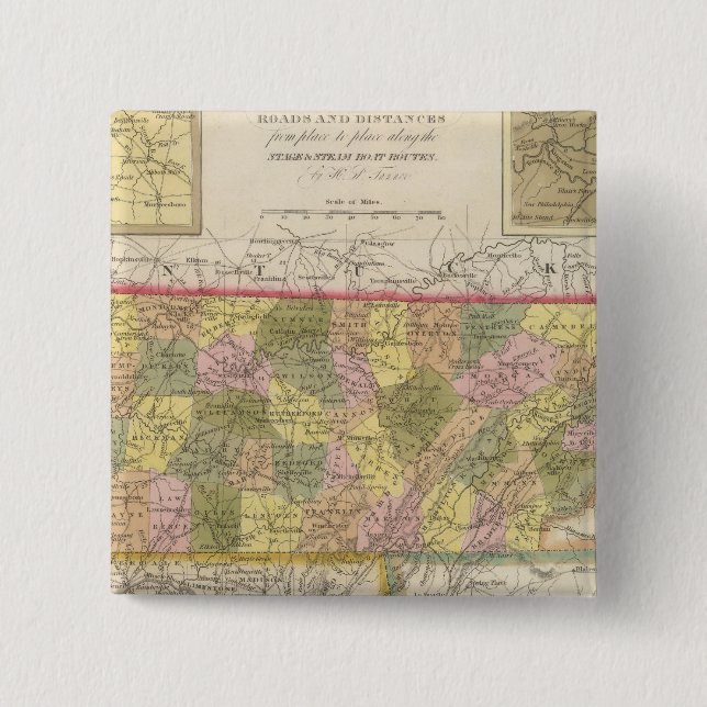 Chapa Cuadrada Nuevo Mapa De Tennessee (Anverso)
