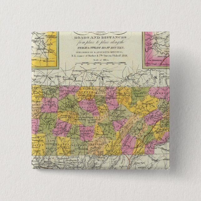Chapa Cuadrada Nuevo Mapa De Tennessee (Anverso)