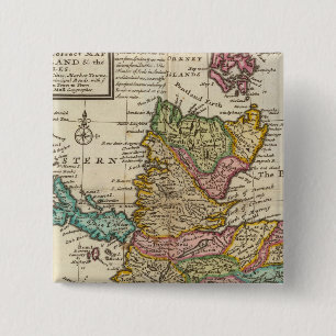 Chapa Cuadrada Nuevo y correcto mapa de Escocia e Islas