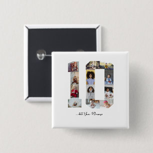 Chapa Cuadrada Número 10 Collage de fotos