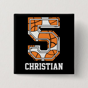 Chapa Cuadrada Número 5 de baloncesto personalizado