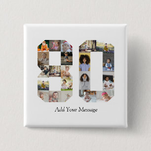 Chapa Cuadrada Número 80 Collage de fotos