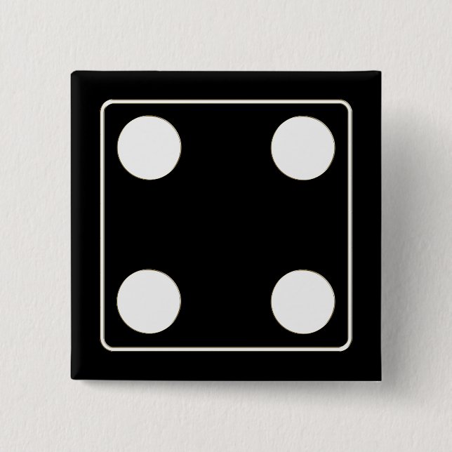 Chapa Cuadrada Números DICE de pips blanco 4 + tu trasero. (Anverso)