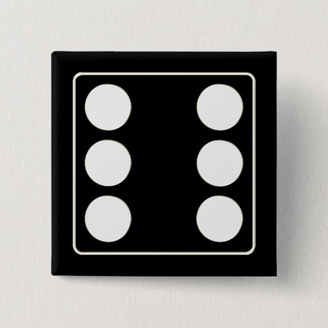 Chapa Cuadrada Números DICE de pips blanco 6 + tu trasero. (Anverso)