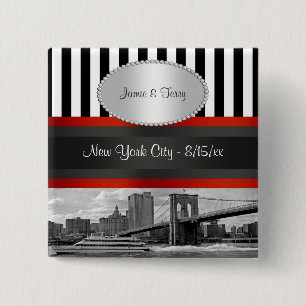 Chapa Cuadrada NYC horizonte Puente de Brooklyn Pin de boda