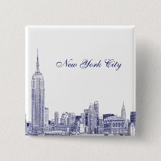 Chapa Cuadrada NYC Skyline Etched 01 Blue