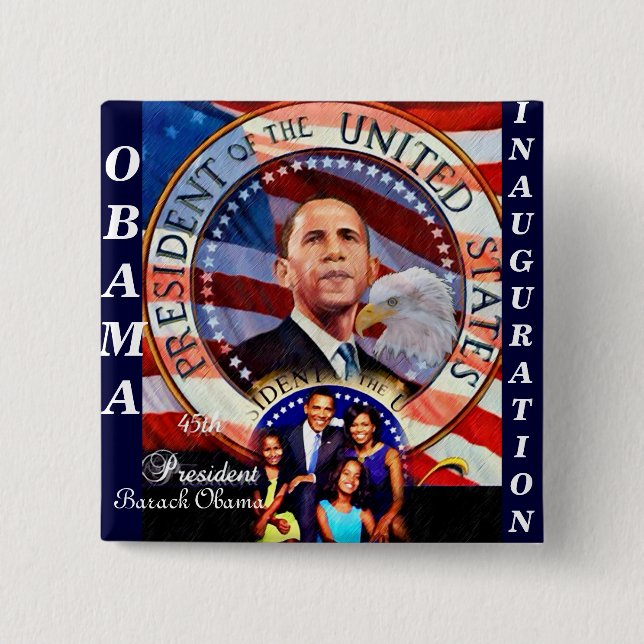 Chapa Cuadrada Obama,45th President USA_ Button (Anverso)