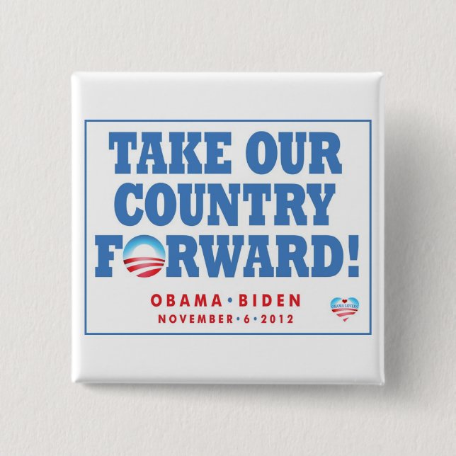 Chapa Cuadrada Obama-Biden TOCF y Pin del voto (Anverso)