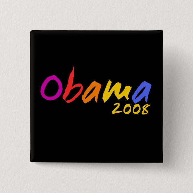 Chapa Cuadrada Obama colorido fresco 2008 botones (Anverso)
