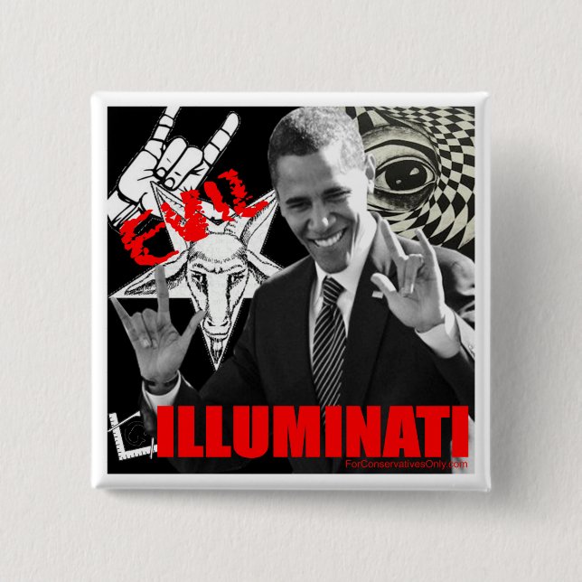 Chapa Cuadrada Obama - Illuminati (Anverso)